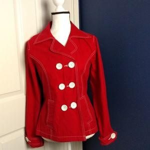 SO Juniors Red Cotton Pea Jacket.